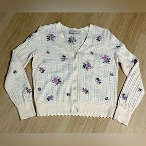 Loft cottagecore cardigan beautiful floral embroidery. Worn once!